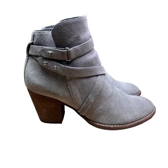 Sam Edelman Ankle Boots Womens 8M Merton Gray Suede Harness - Picture 2 of 15